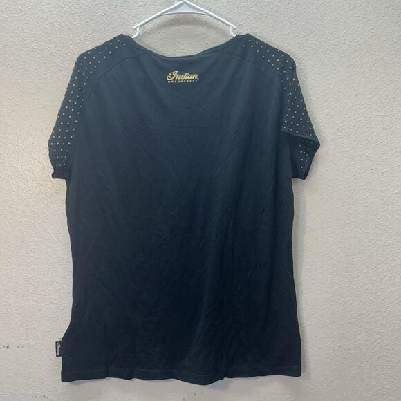 Indian Motorcycle tee shirt Women's SZ L Biker Studded Short Sleeve Scoop Neck - Picture 3 of 6